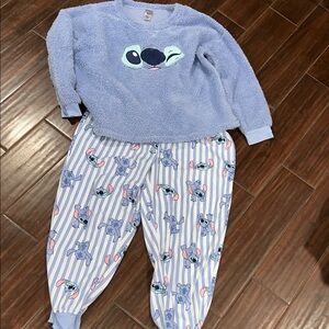 Disney Blue and White Pajama Set with Stitch Design
